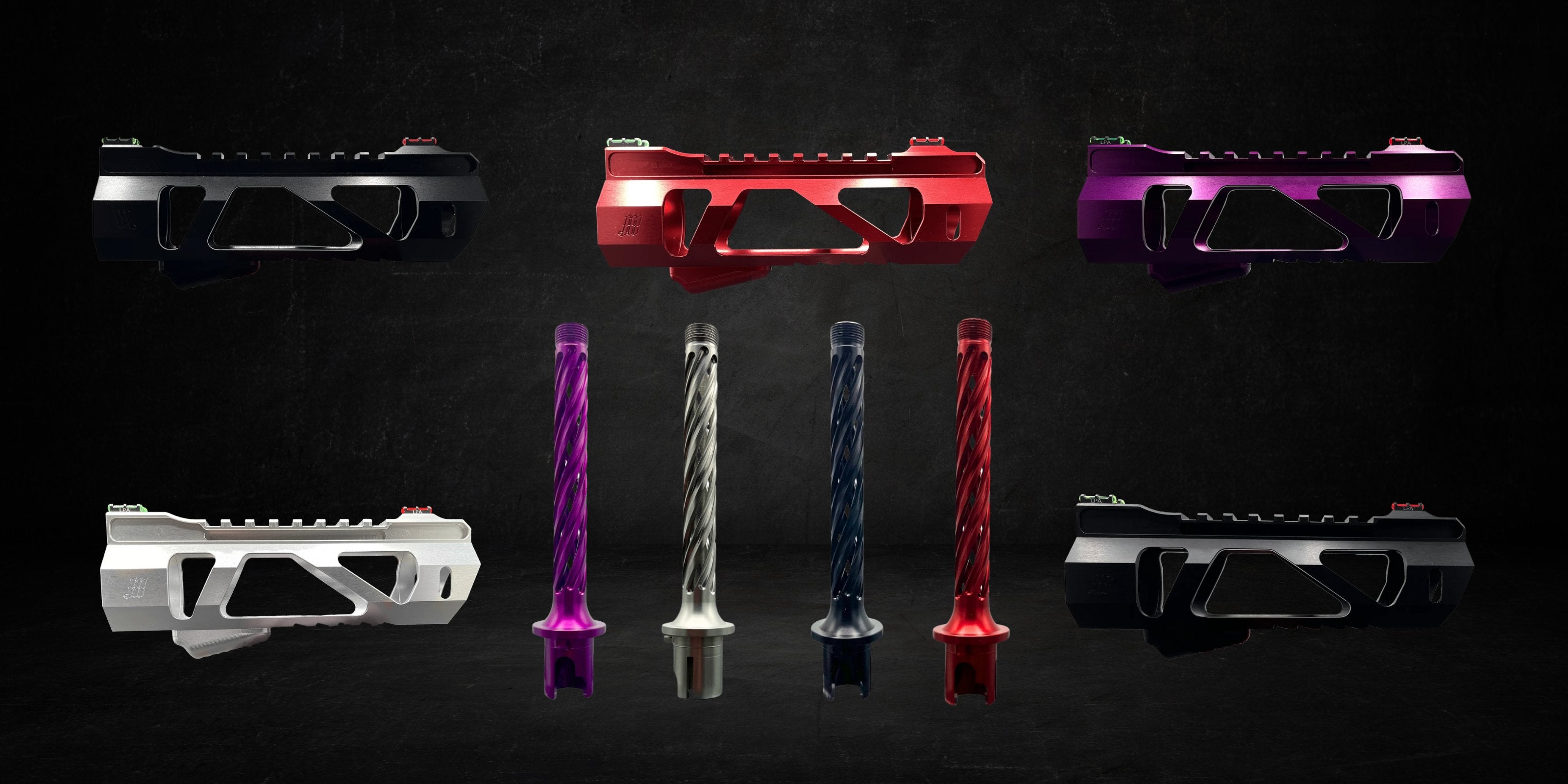 Monk Custom airsoft hand guards and outer barrels for upgraded builds