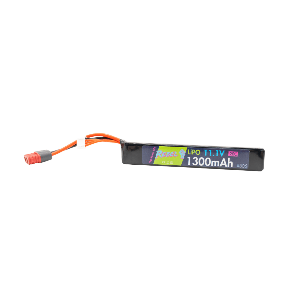 Rebel Battery - 1300mAh Lipo 11.1V 20C Stick - Deans airsoft UK