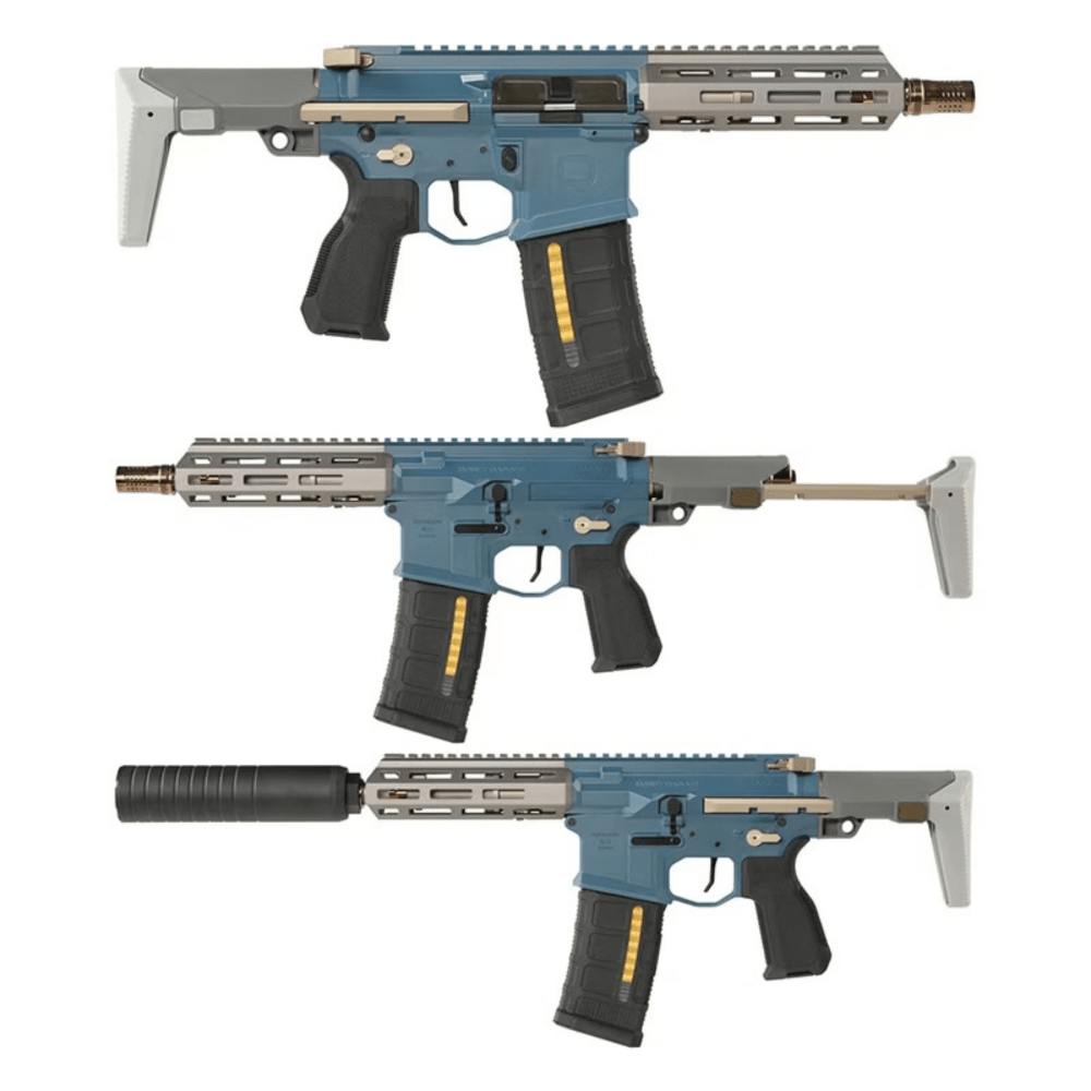 Salvo Precision 7.0 Honey Badger SBR w/ PDW Stock - Blue/Grey MWS STEEL BOLT airsoft UK