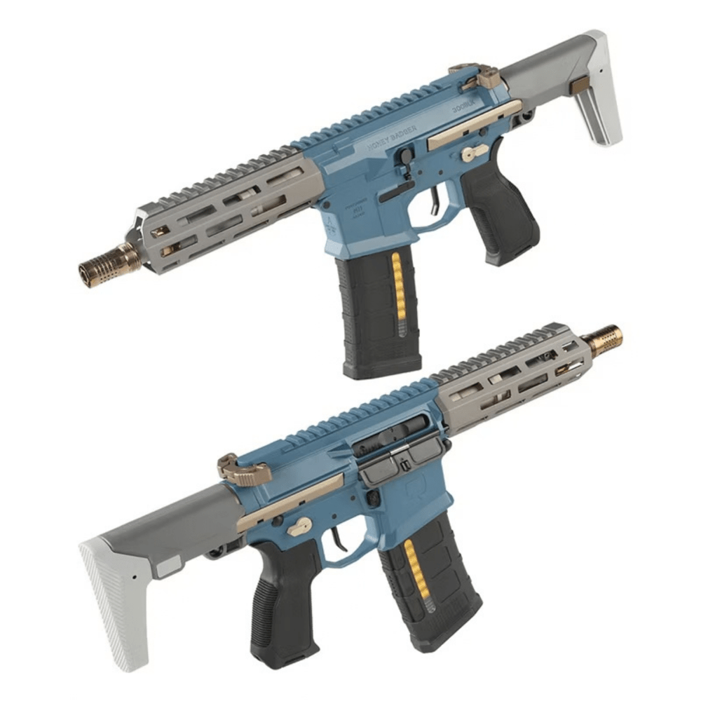 Salvo Precision 7.0 Honey Badger SBR w/ PDW Stock - Blue/Grey MWS STEEL BOLT airsoft UK