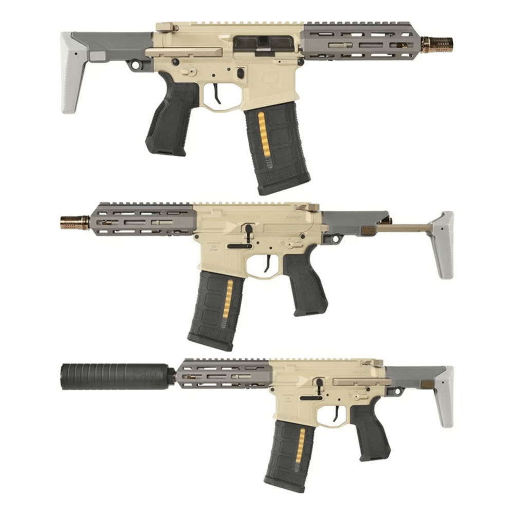 Salvo Precision 7.0 Honey Badger SBR w/ PDW Stock - Champagne/Grey MWS STEEL BOLT airsoft UK