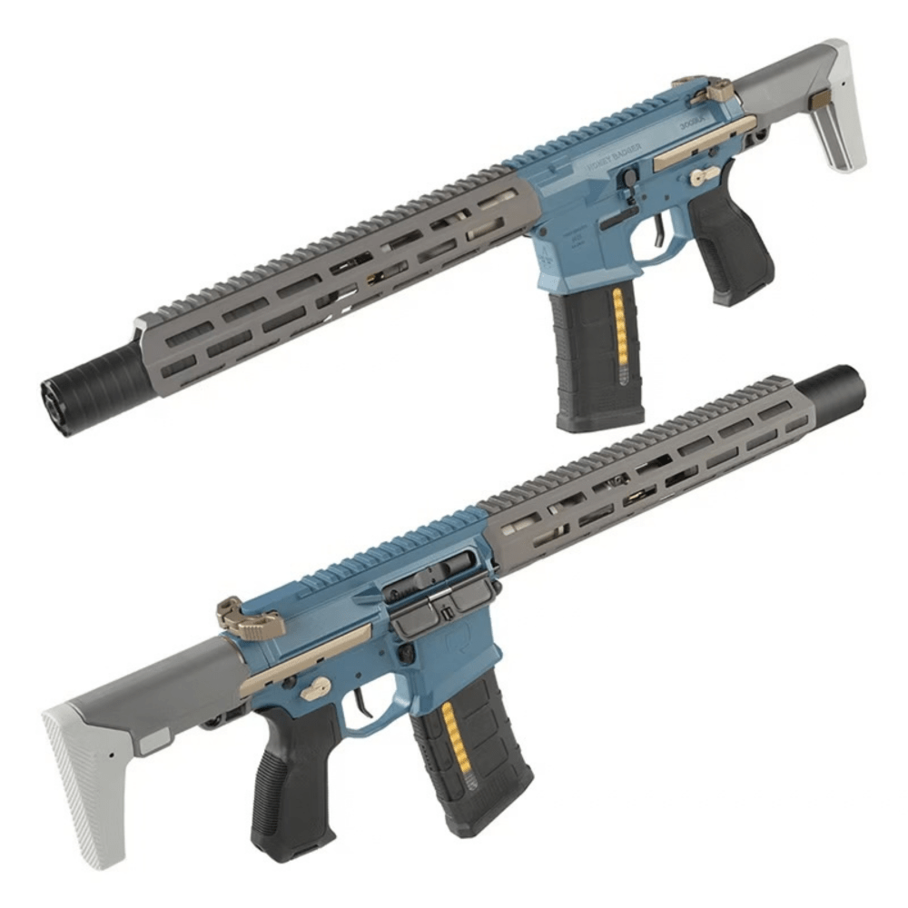 Salvo Precision 7.0 Honey Badger SD w/ PDW Stock - Blue/Grey MWS STEEL BOLT airsoft UK