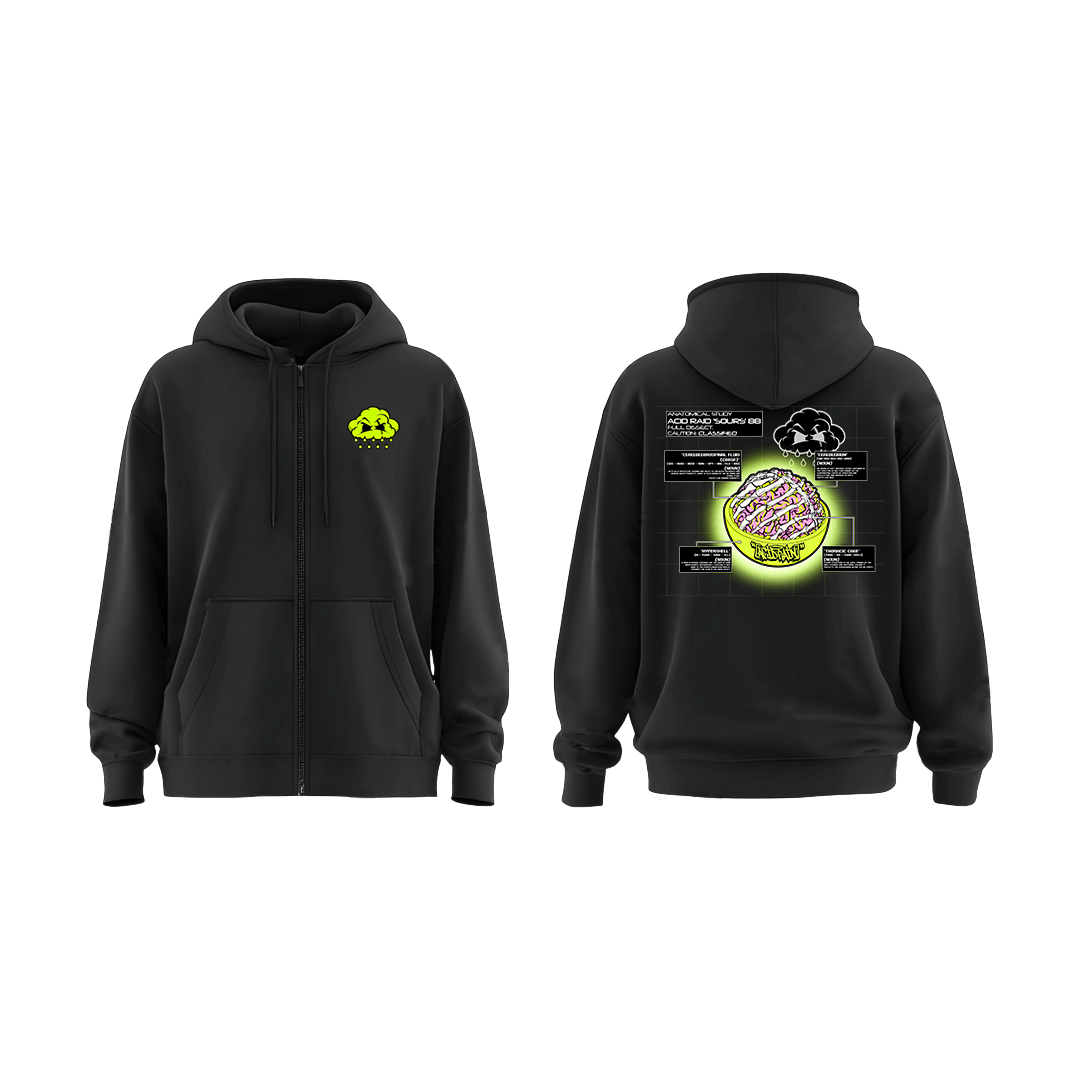 Acid Rain 'Anatomic' Black Zip Hoodie - Hi - Capa Hub Ltd