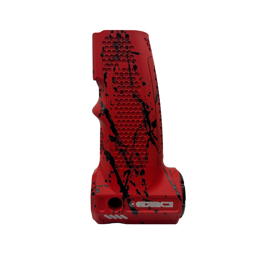 Monk Customs ESG Aluminium Grip - Red/Black Splatter  from Monk Customs - Shop now at Hi-Capa Hub Ltd