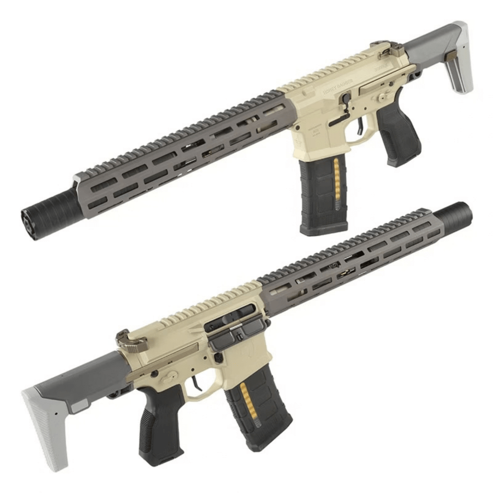 Salvo Precision 7.0 Honey Badger SD w/ PDW Stock - Champagne/Grey MWS STEEL BOLT airsoft UK