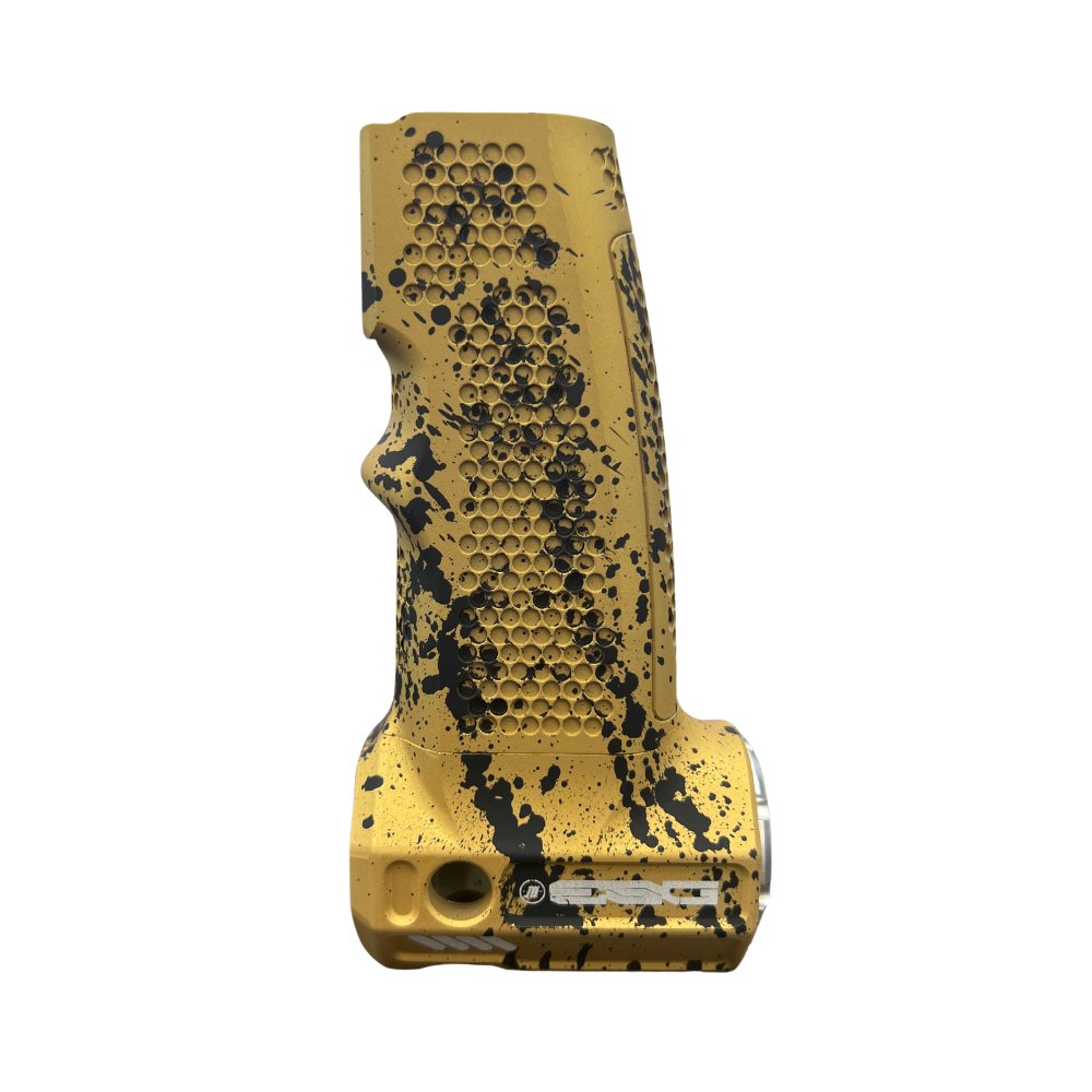 Monk Customs ESG Aluminium Grip - Gold/Black Splatter  from Monk Customs - Shop now at Hi-Capa Hub Ltd